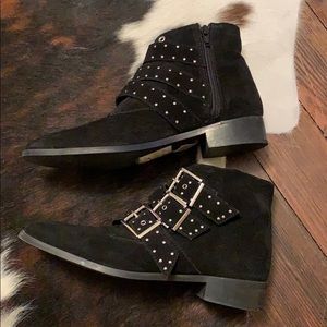 TopShop genuine patent leather/suede buckle boot.